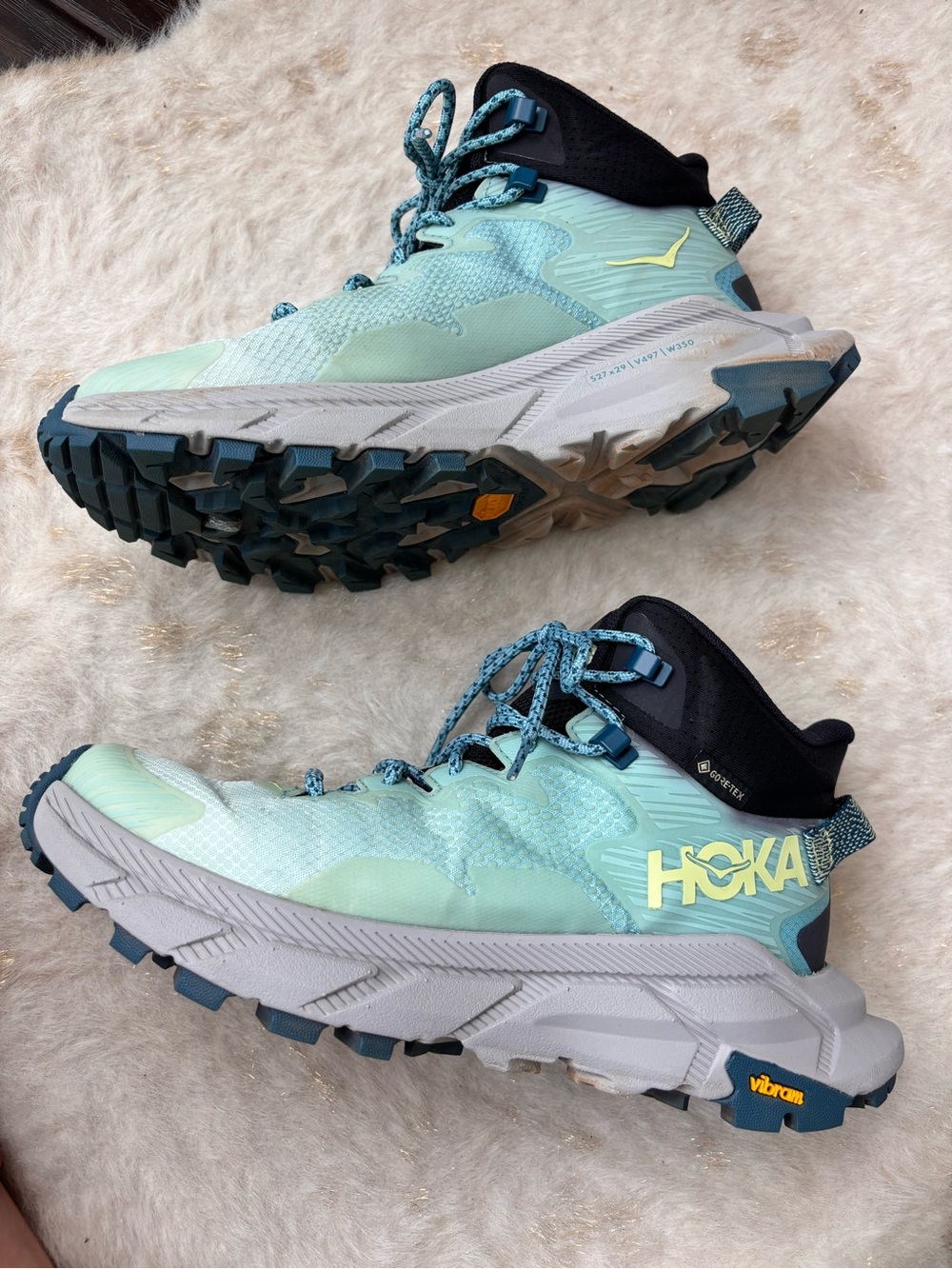 HOKA Trail Code GTX GORE-TEX Women's Hiking Boots Size 7 Teal Blue Waterproof